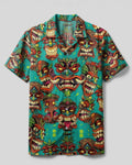 TIKI HEAD PATTERN CAMP SHIRT  - TLTW0107262