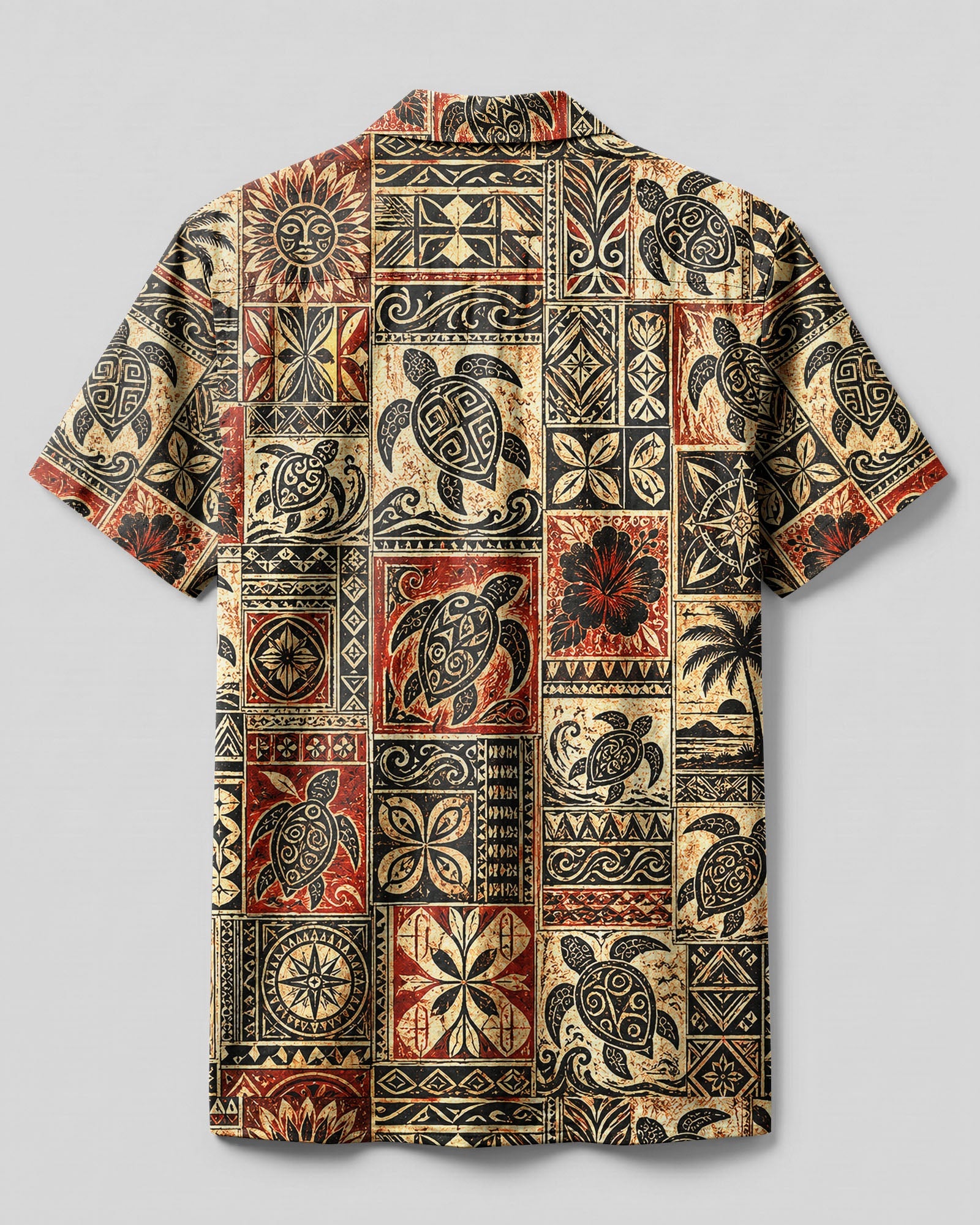 TRIBAL ISLAND TURTLE PATCHWORK CAMP SHIRT - TLHG3006262