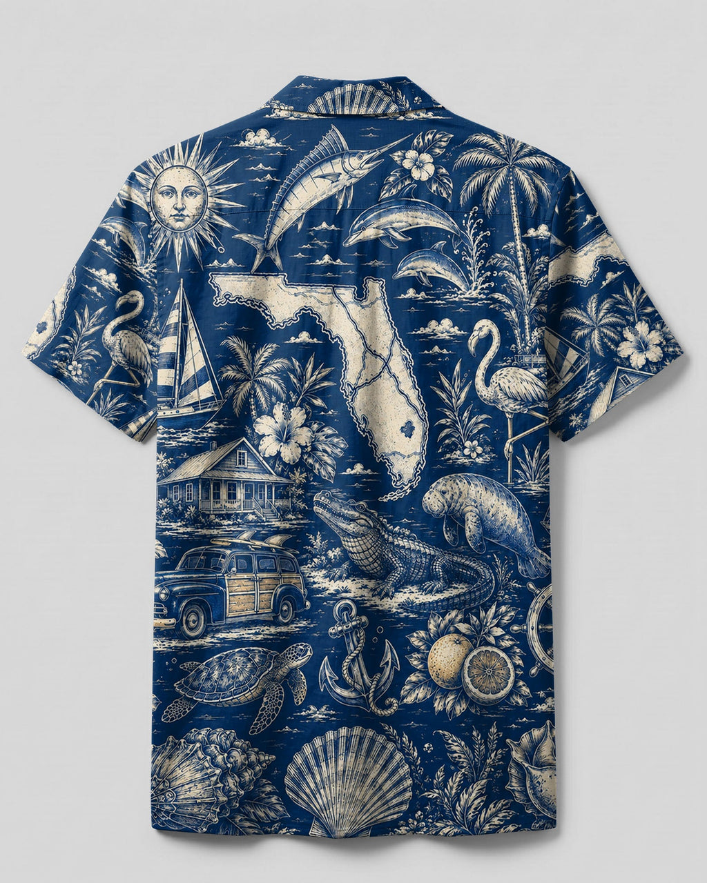 VINTAGE TROPICAL FLORIDA PATTERN CAMP SHIRT - TLTW2406263