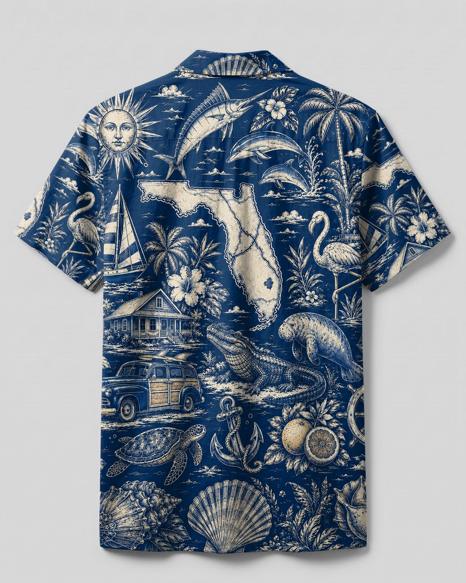 VINTAGE TROPICAL FLORIDA PATTERN CAMP SHIRT - TLTW2406263