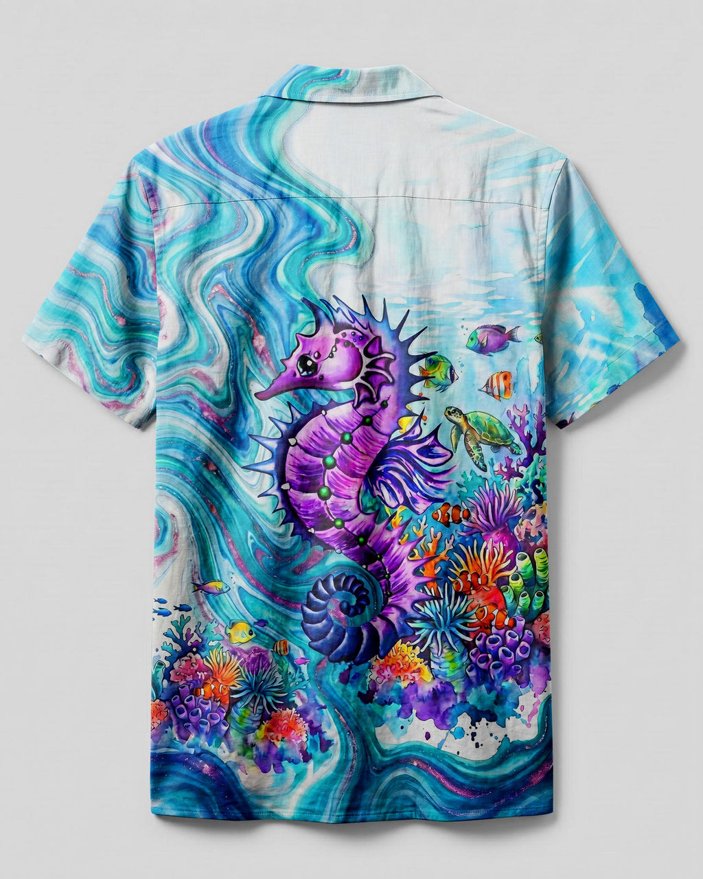 VIBRANT SEAHORSE CORAL REEF CAMP SHIRT - TYLN1706262