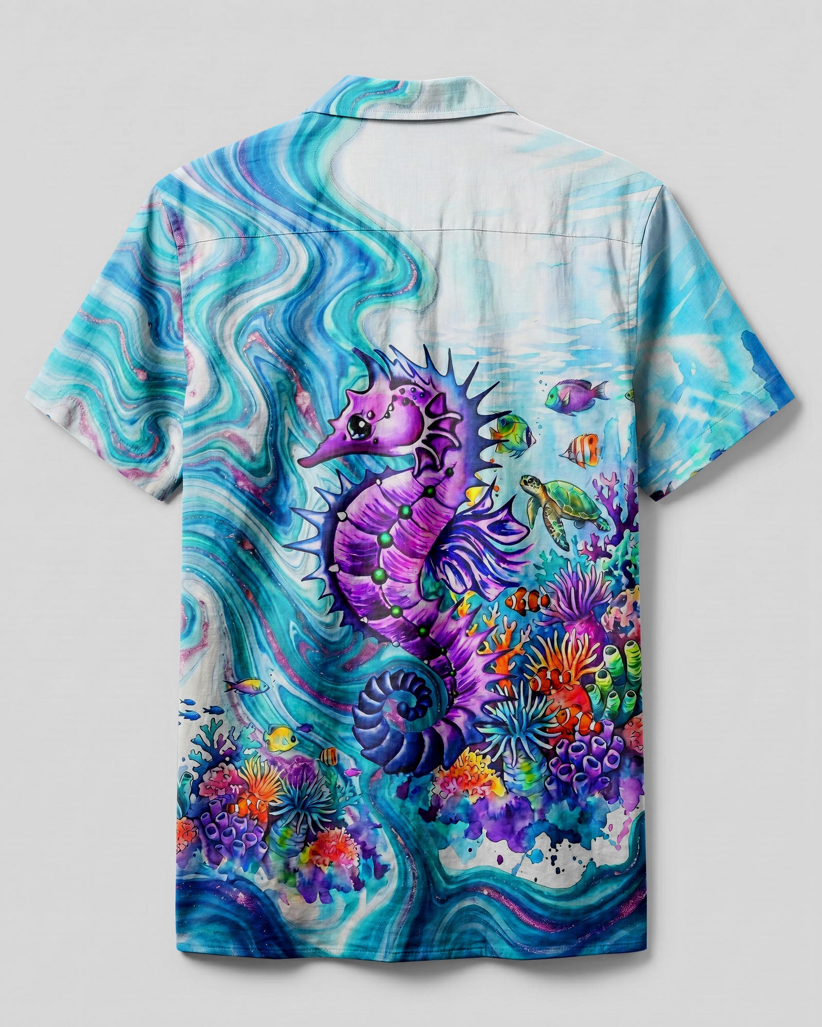 VIBRANT SEAHORSE CORAL REEF CAMP SHIRT - TYLN1706262