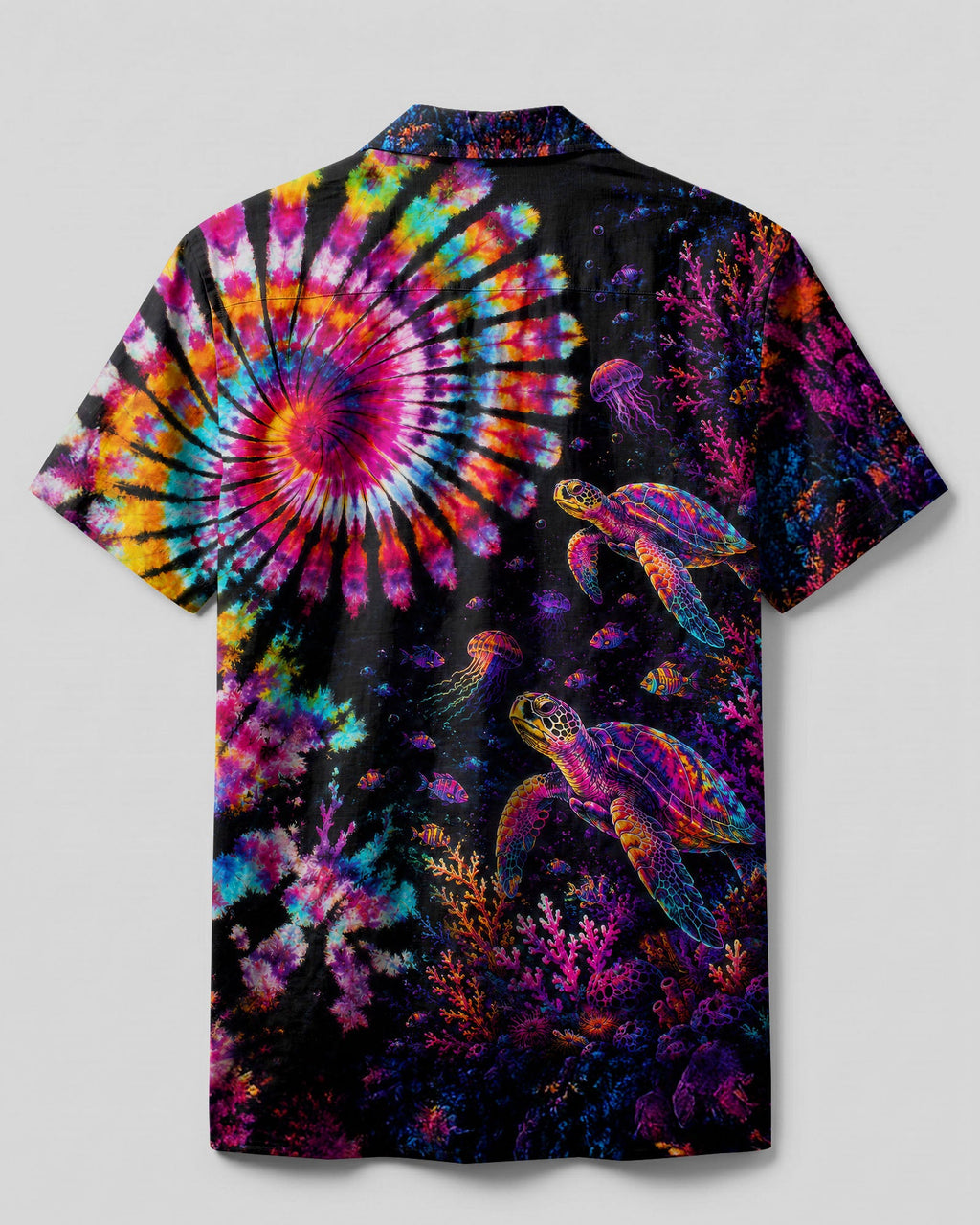 NEON OCEAN WONDERLAND TURTLE CAMP SHIRT - TLTW1806261