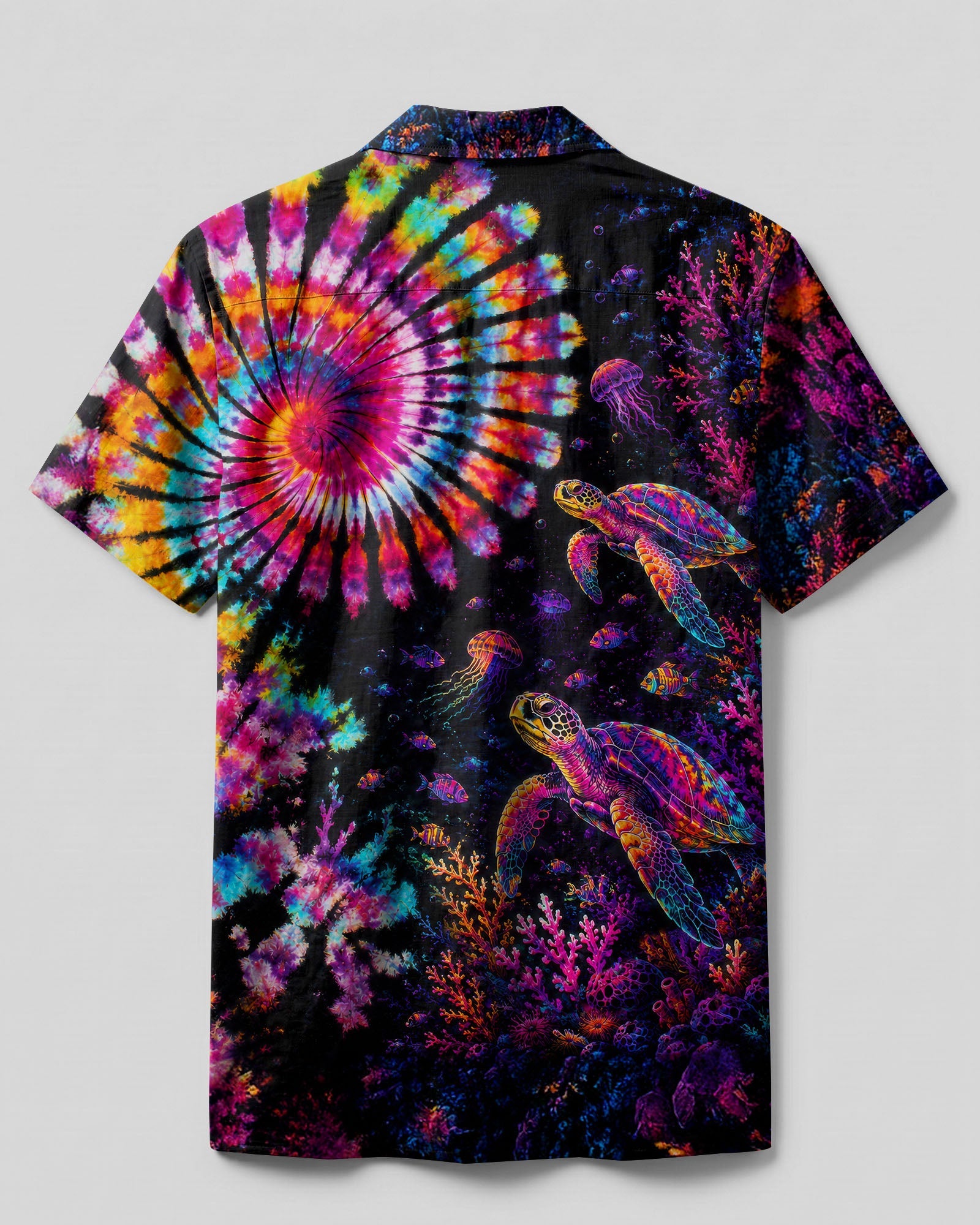 NEON OCEAN WONDERLAND TURTLE CAMP SHIRT - TLTW1806261