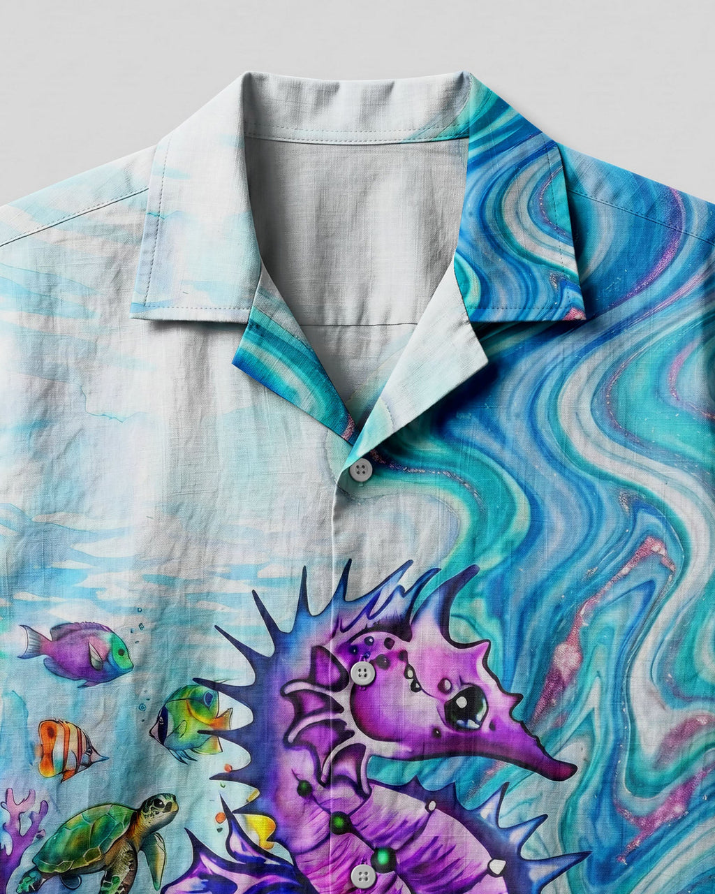 VIBRANT SEAHORSE CORAL REEF CAMP SHIRT - TYLN1706262