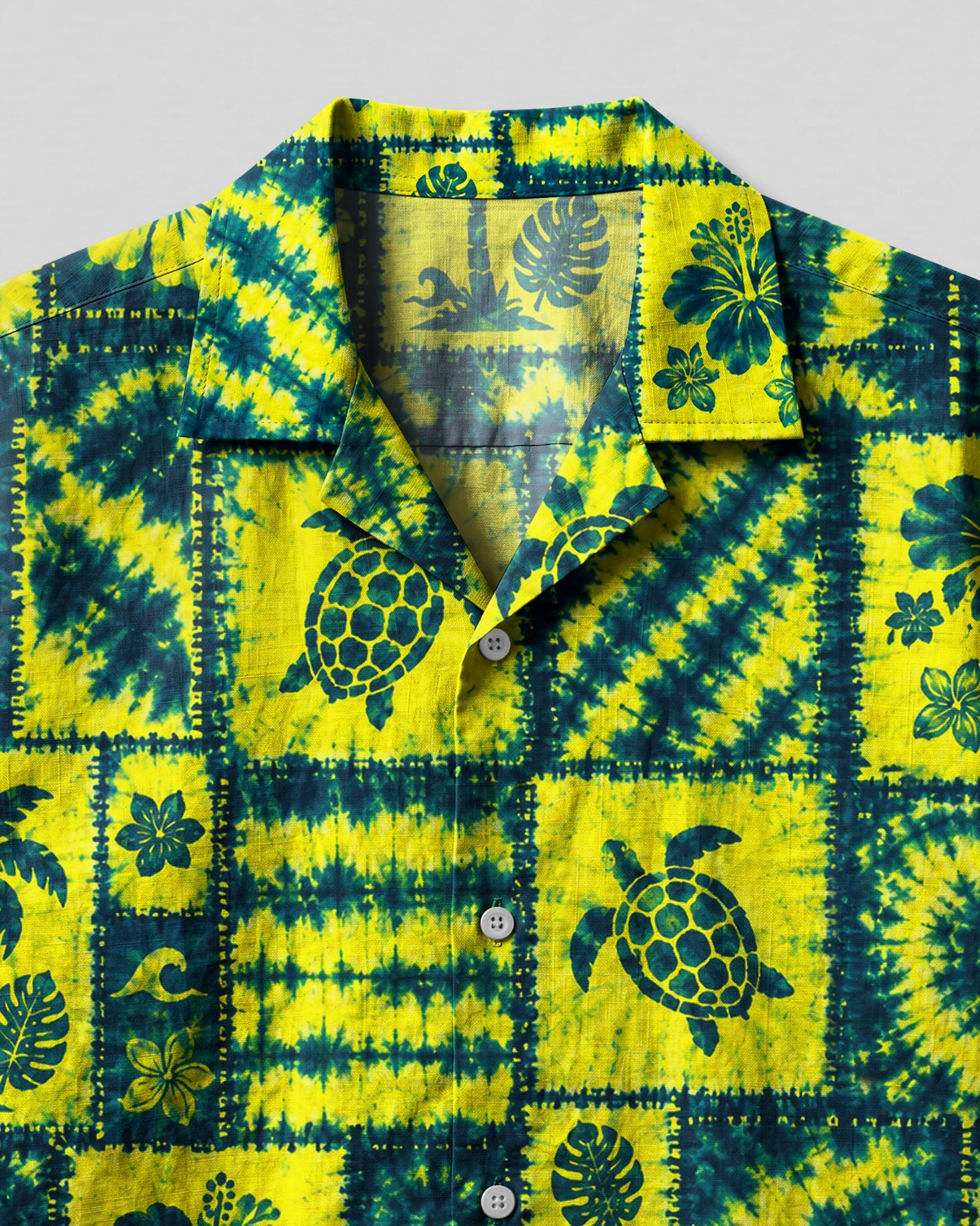 ISLAND TURTLE NEON PATCHWORK CAMP SHIRT - TLHG0307264