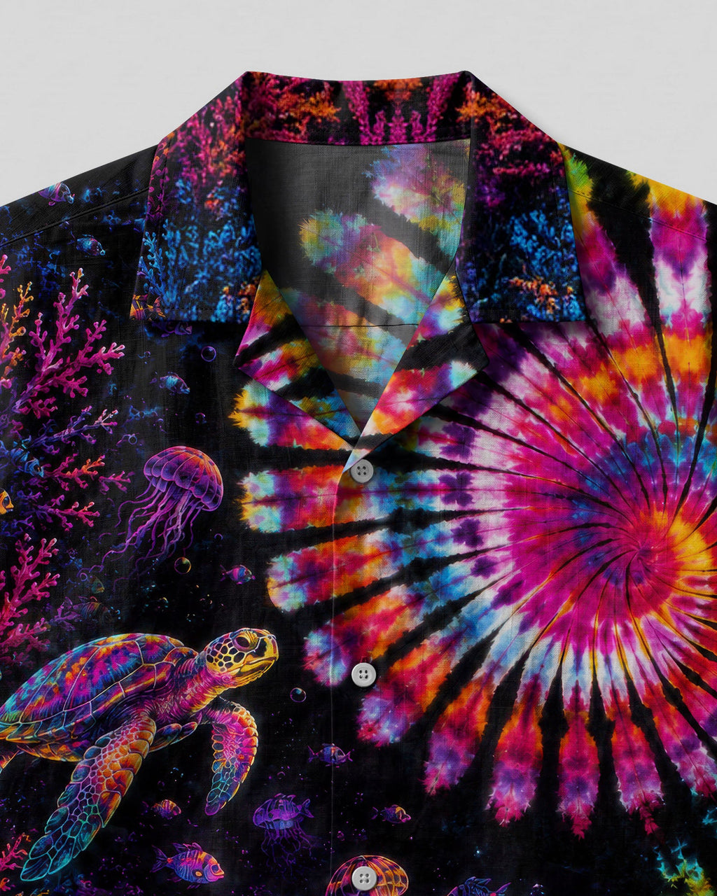 NEON OCEAN WONDERLAND TURTLE CAMP SHIRT - TLTW1806261
