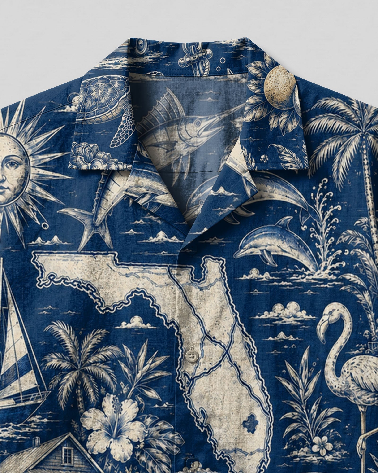VINTAGE TROPICAL FLORIDA PATTERN CAMP SHIRT - TLTW2406263