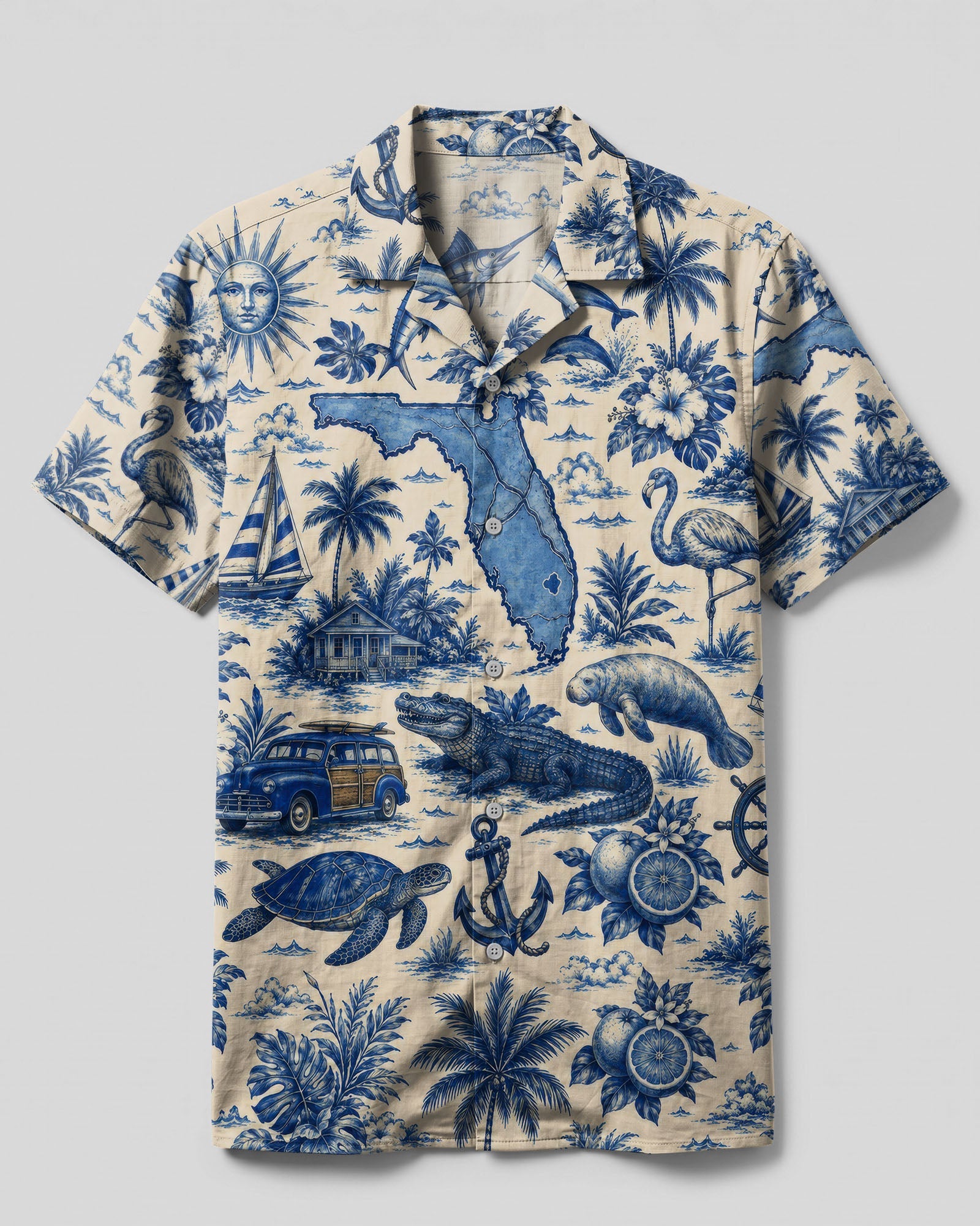 TROPICAL FLORIDA PATTERN CAMP SHIRT - TLTW2506262