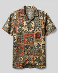TRIBAL ISLAND TURTLE PATCHWORK CAMP SHIRT - TLHG3006262