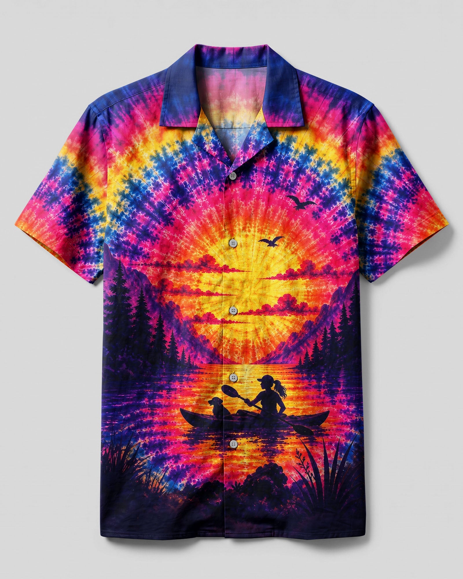 KAYAK LAKE DAY WITH DOG SUNSET CAMP SHIRT - TLHG2406264