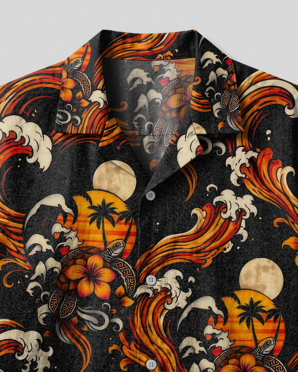 SEA TURTLE SUNSET CAMP SHIRT  - TLTW2906269