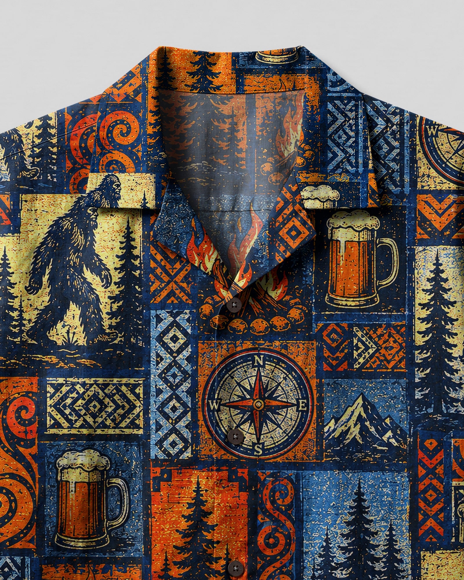 BIGFOOT WILDERNESS COMPASS VINTAGE  PATCHWORK CAMP SHIRT  - TLNT1507261