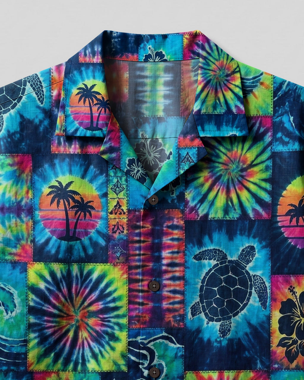 TROPICAL SEA TURTLE LAGOON PATCHWORK CAMP SHIRT - TLHG1607263