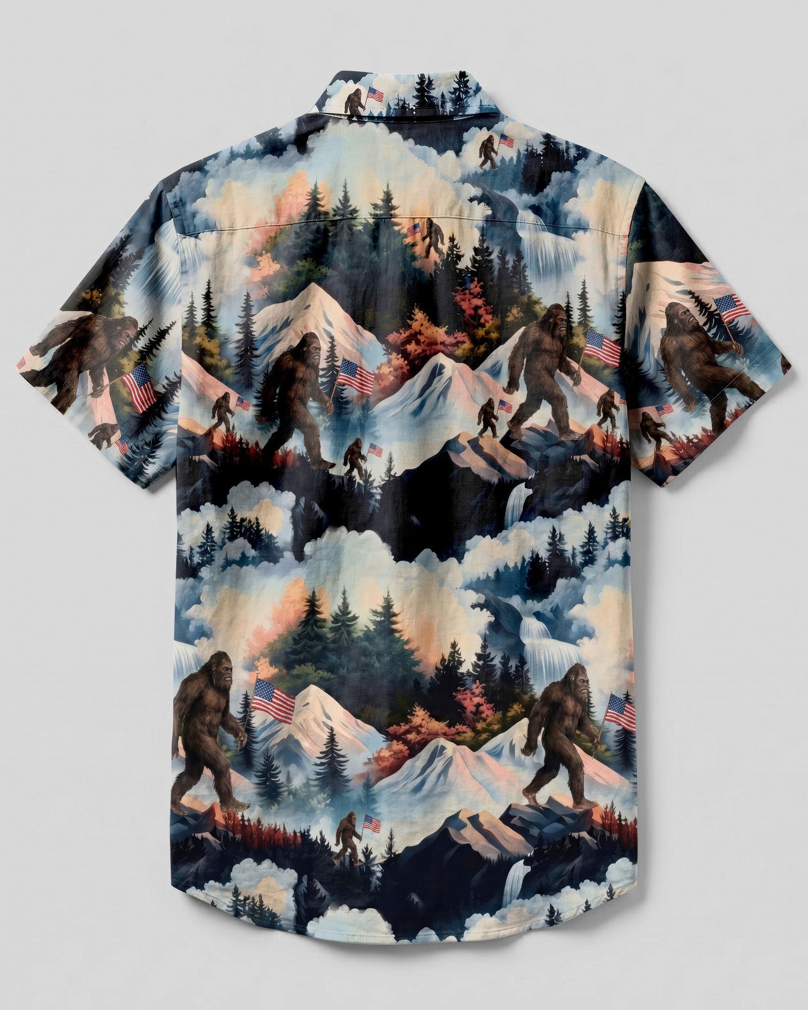 LANDSCAPE BIGFOOT WITH FLAG BUTTON-DOWN COLLAR SHIRT - TLNO2206262
