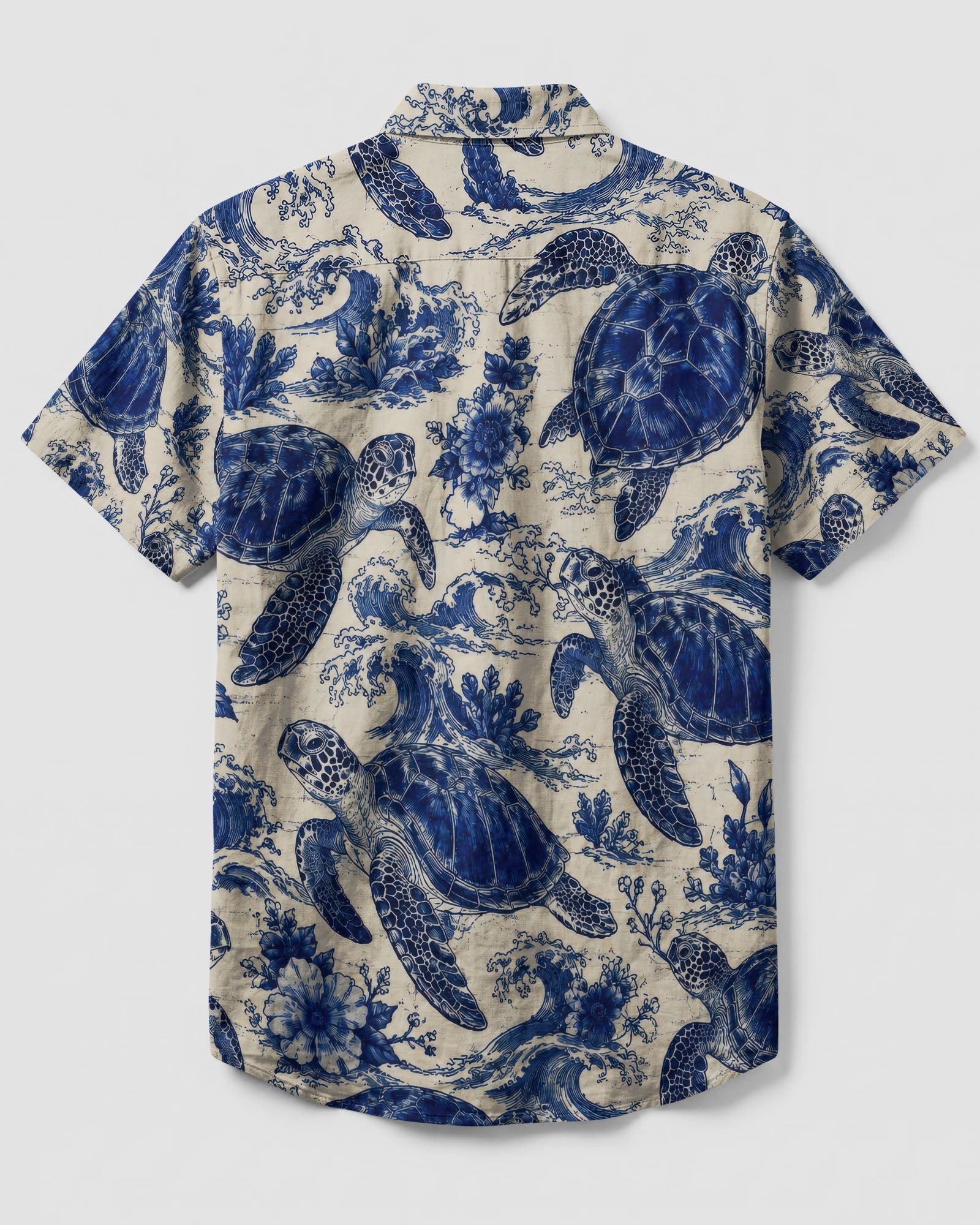 SEA TURTLE AND BLUE WAVES ART BUTTON-DOWN COLLAR SHIRT   - TLTW1606262