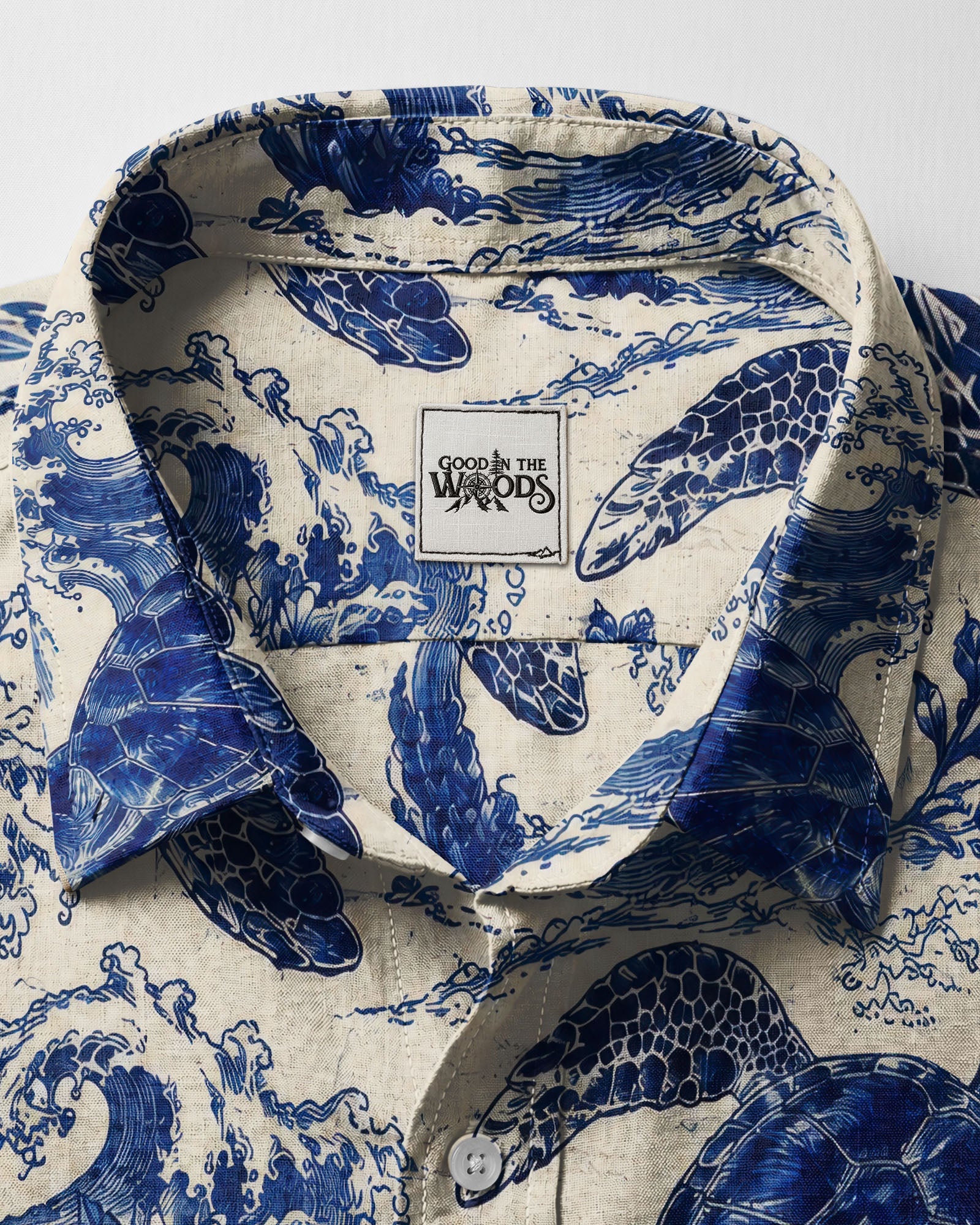 SEA TURTLE AND BLUE WAVES ART BUTTON-DOWN COLLAR SHIRT   - TLTW1606262