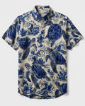 SEA TURTLE AND BLUE WAVES ART BUTTON-DOWN COLLAR SHIRT   - TLTW1606262