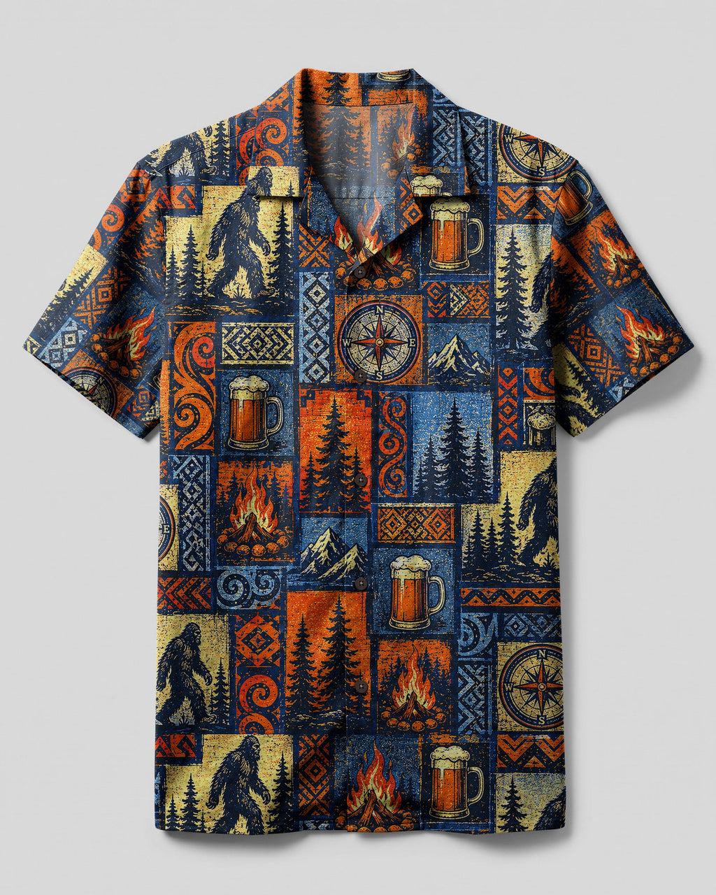 BIGFOOT WILDERNESS COMPASS VINTAGE  PATCHWORK CAMP SHIRT  - TLNT1507261
