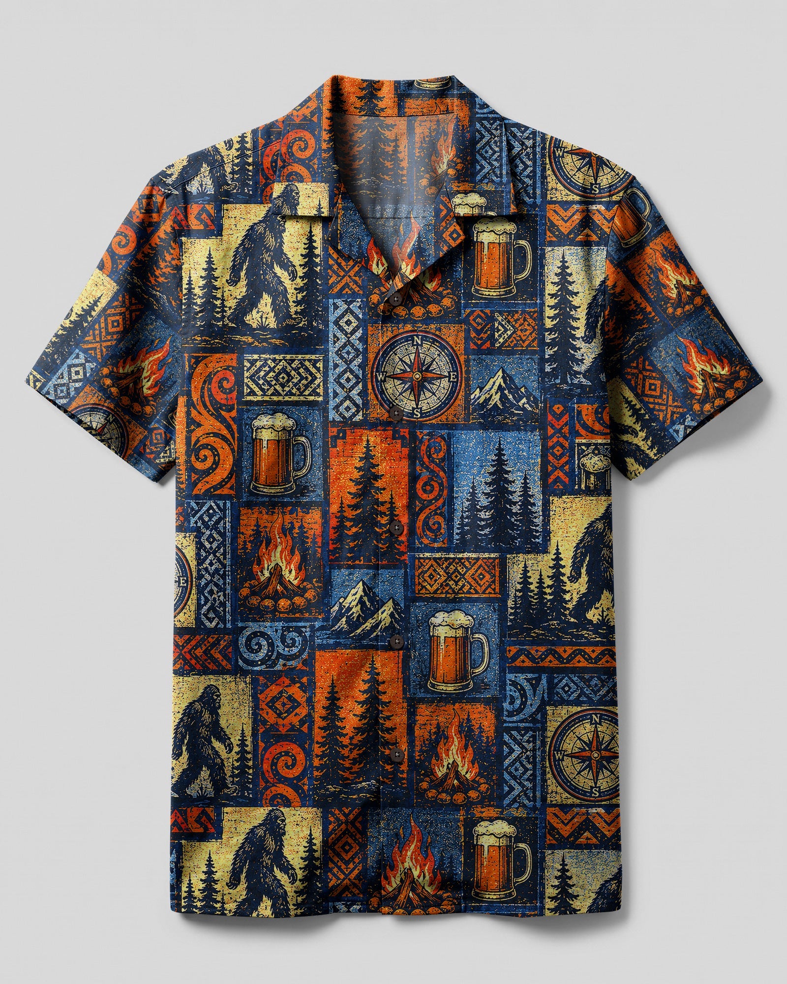 BIGFOOT WILDERNESS COMPASS VINTAGE  PATCHWORK CAMP SHIRT  - TLNT1507261