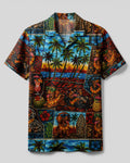 TROPICAL DACHSHUND DOG PATCHWORK CAMP SHIRT  - TLNT0807261