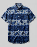 BLUE SEA TURTLE WAVE STRIPE BUTTON-DOWN COLLAR SHIRT - KMTM3006262