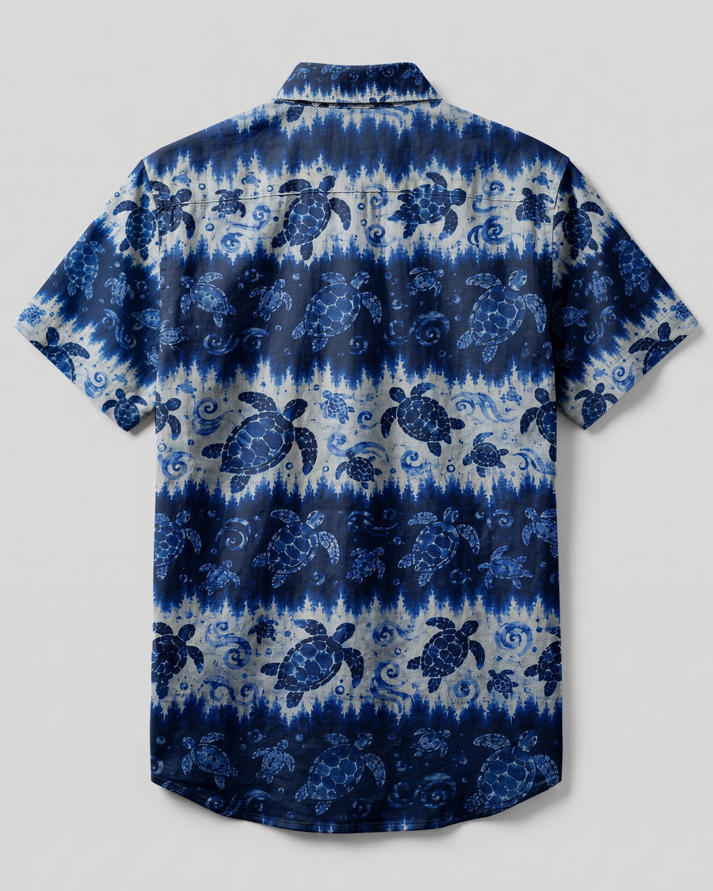 BLUE SEA TURTLE WAVE STRIPE BUTTON-DOWN COLLAR SHIRT - KMTM3006262