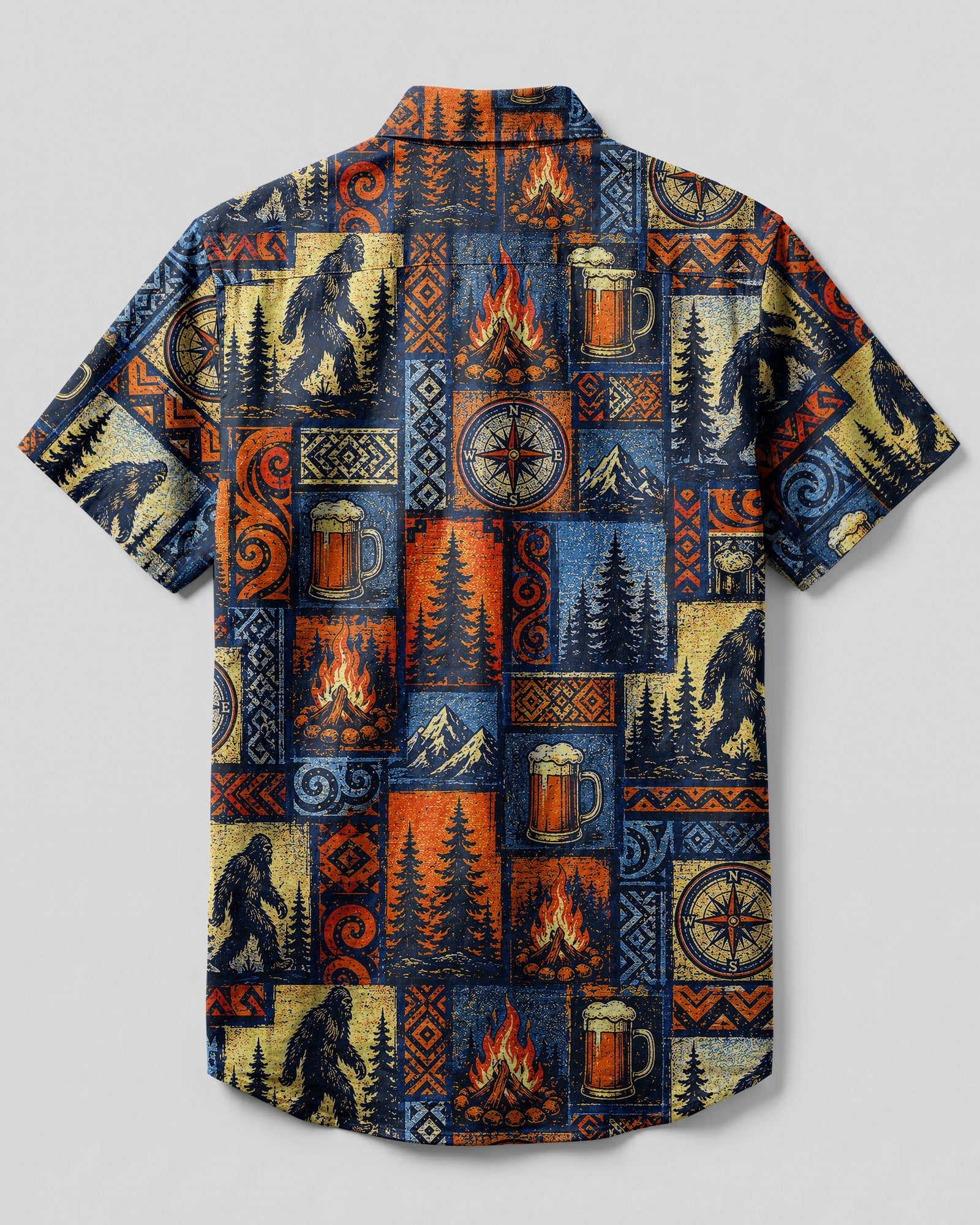 BIGFOOT WILDERNESS COMPASS VINTAGE  PATCHWORK BUTTON-DOWN COLLAR SHIRT  - TLNT1507262