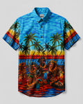 TROPICAL BEACH FUN WITH DACHSHUND DOG BUTTON-DOWN COLLAR SHIRT  - TLHG0807263
