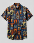 BIGFOOT WILDERNESS COMPASS VINTAGE  PATCHWORK BUTTON-DOWN COLLAR SHIRT  - TLNT1507262