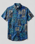 TROPICAL SEA TURTLE TRIBAL PATCHWORK BUTTON-DOWN COLLAR SHIRT  - TLTW1507263