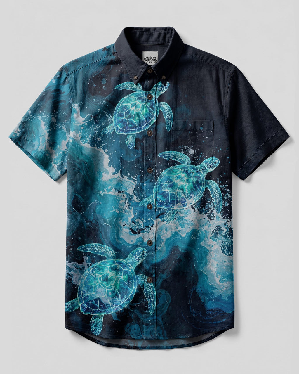 OCEAN GLOW TURTLES BUTTON-DOWN COLLAR SHIRT - TYLN0807264