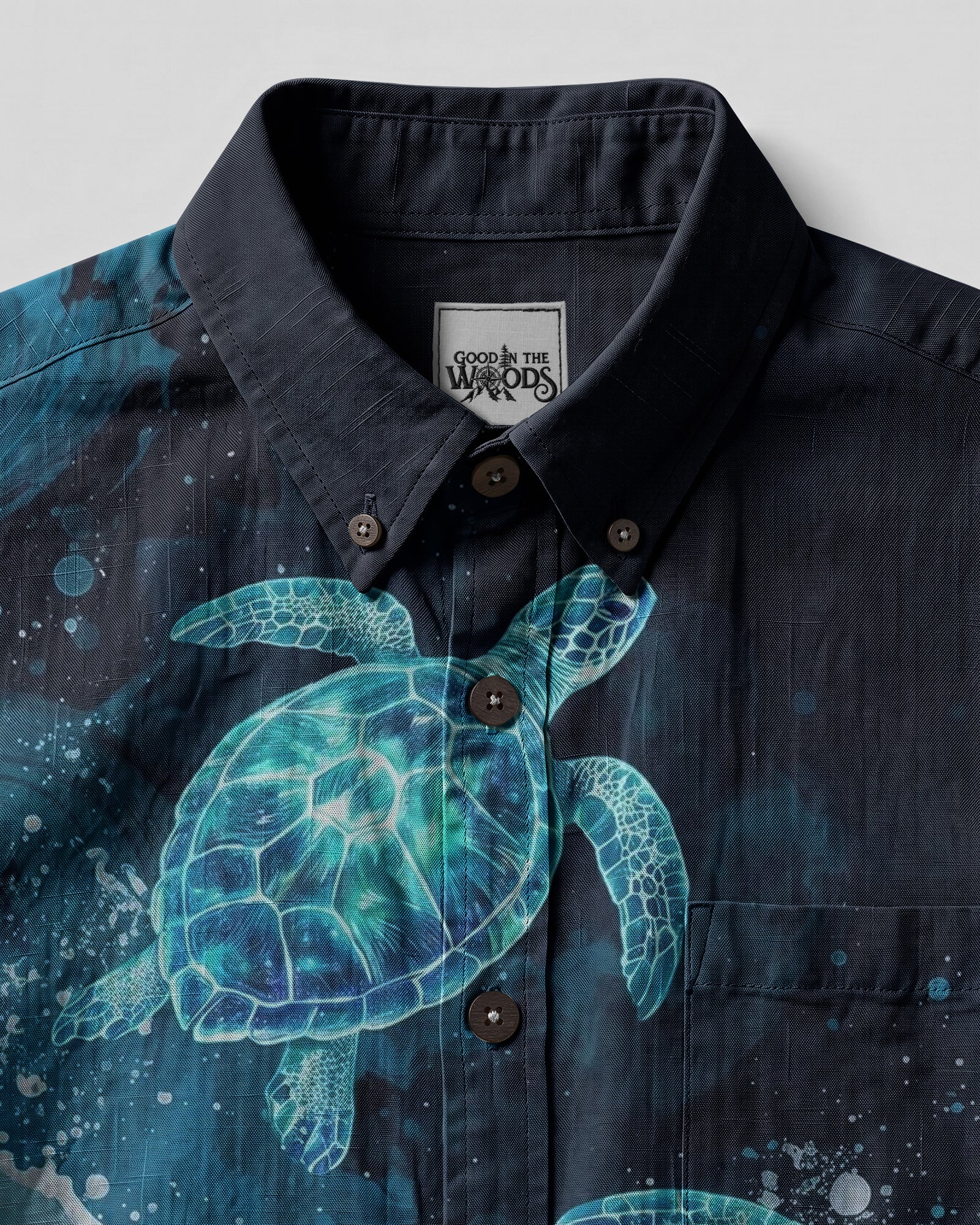 OCEAN GLOW TURTLES BUTTON-DOWN COLLAR SHIRT - TYLN0807264