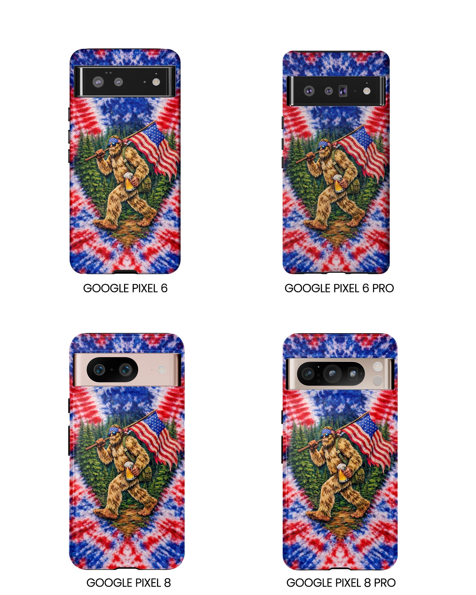 BIGFOOT WITH FLAG RED WHITE & BLUE SWIRL PHONE CASE  - TLTW2605263