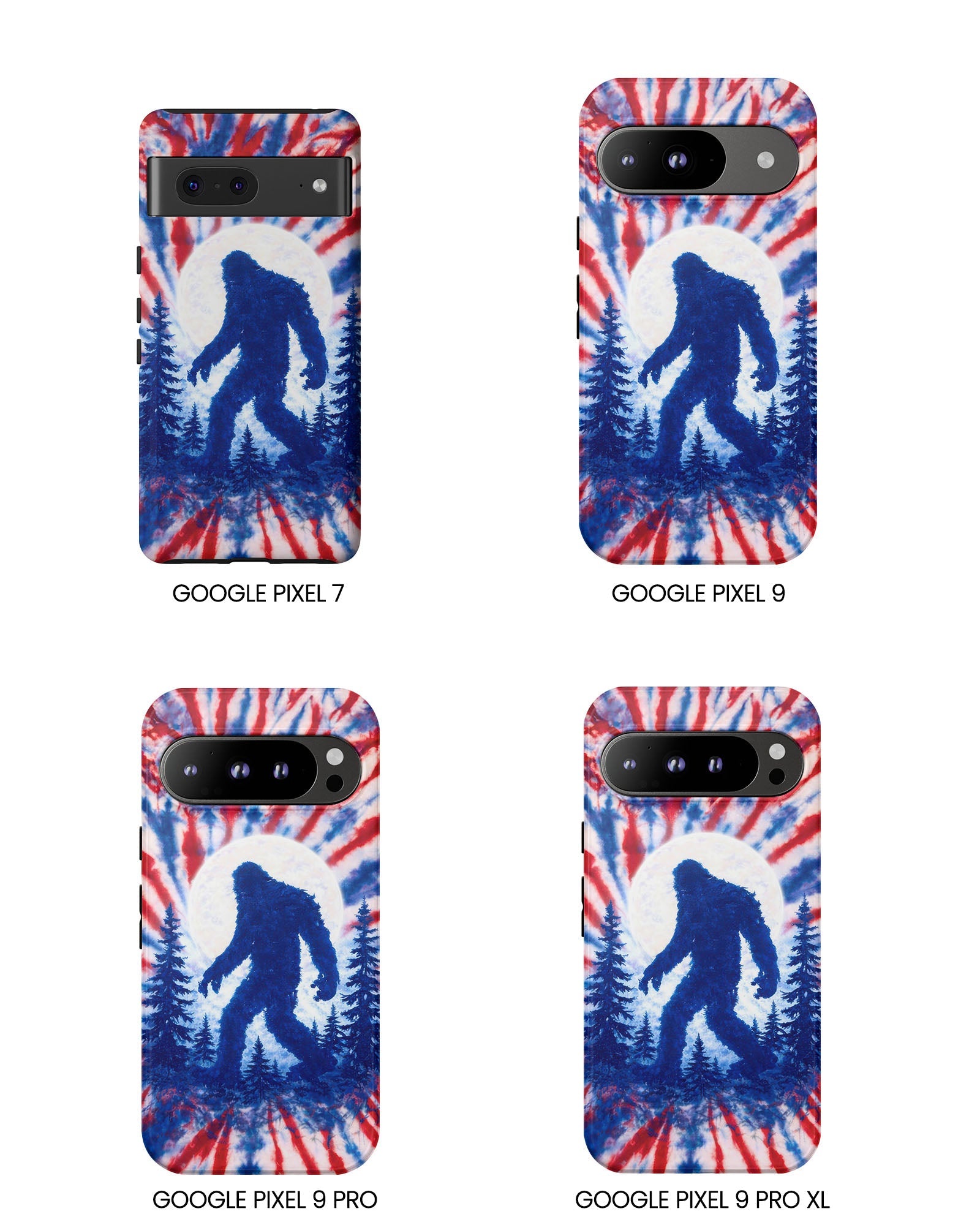 BIGFOOT IN THE FOREST RED WHITE & BLUE SWIRL PHONE CASE  - TLTW2505263