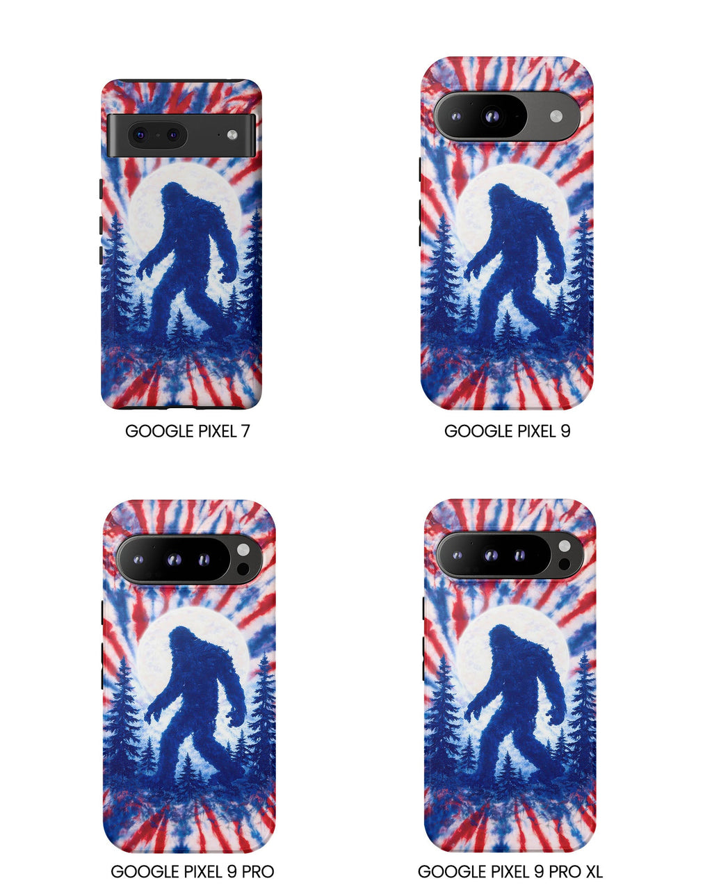 BIGFOOT IN THE FOREST RED WHITE & BLUE SWIRL PHONE CASE  - TLTW2505263