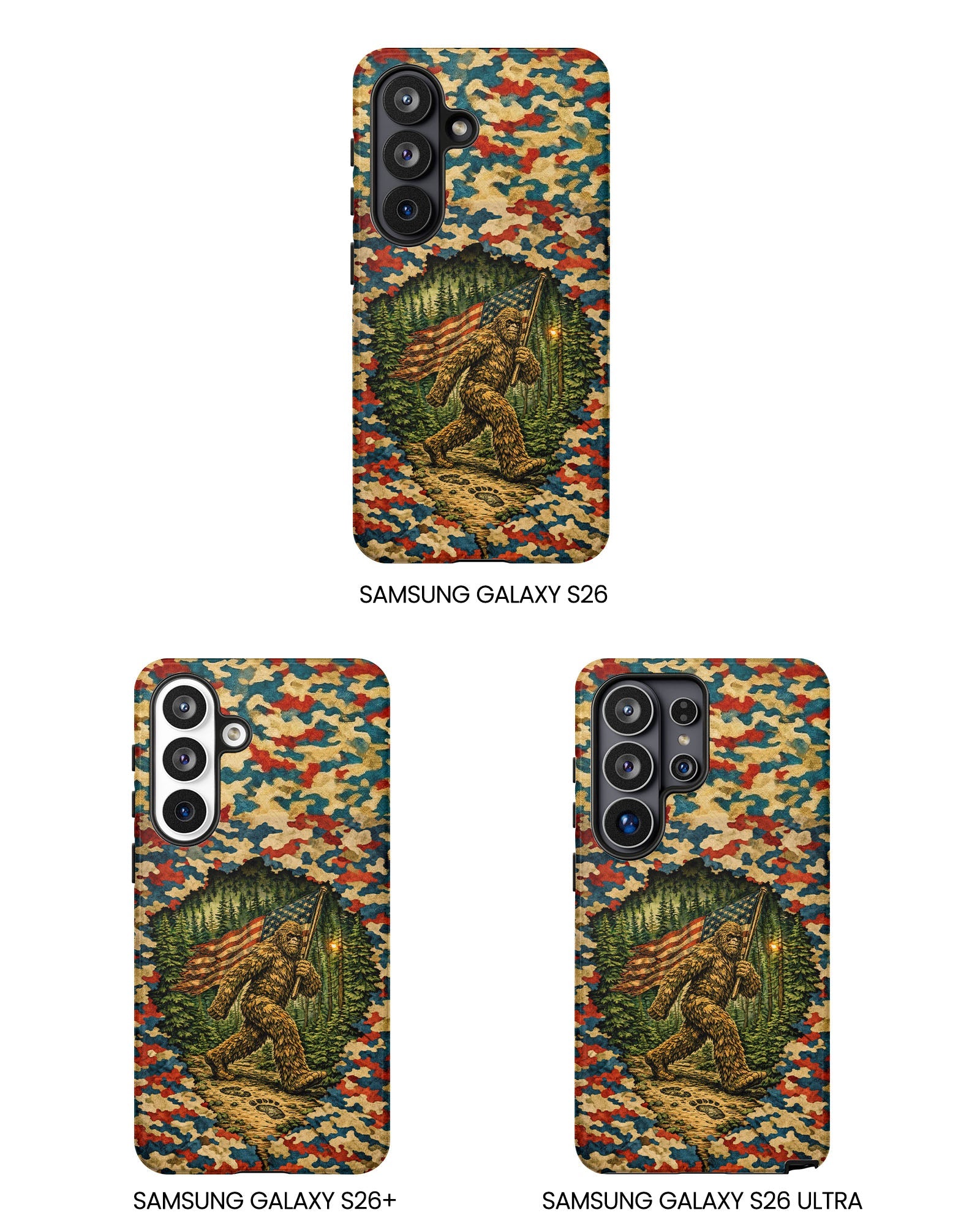 BIGFOOT WITH FLAG CAMOUFLAGE PHONE CASE  - TLNT1305261