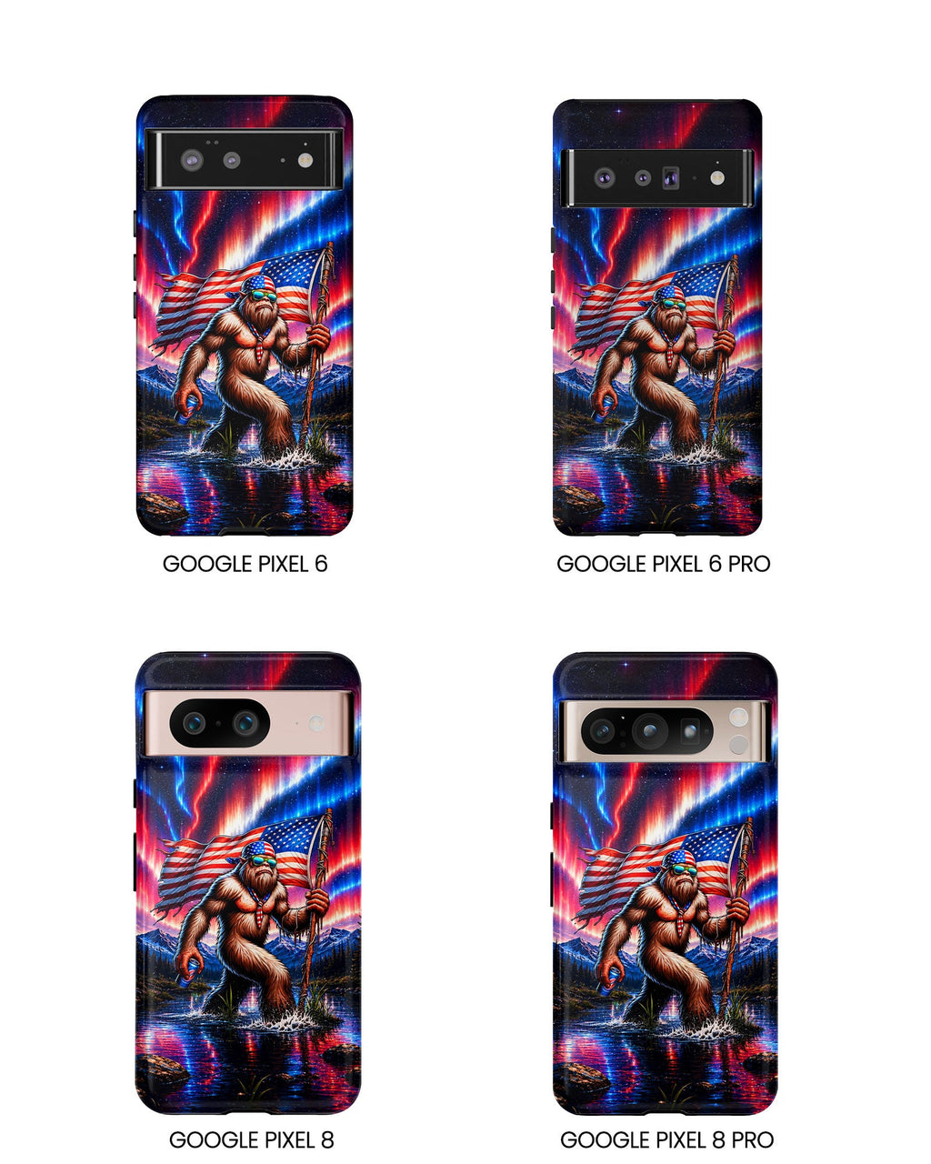 BIGFOOT UNDER RED WHITE & BLUE AURORA PHONE CASE  - TLHN0306264