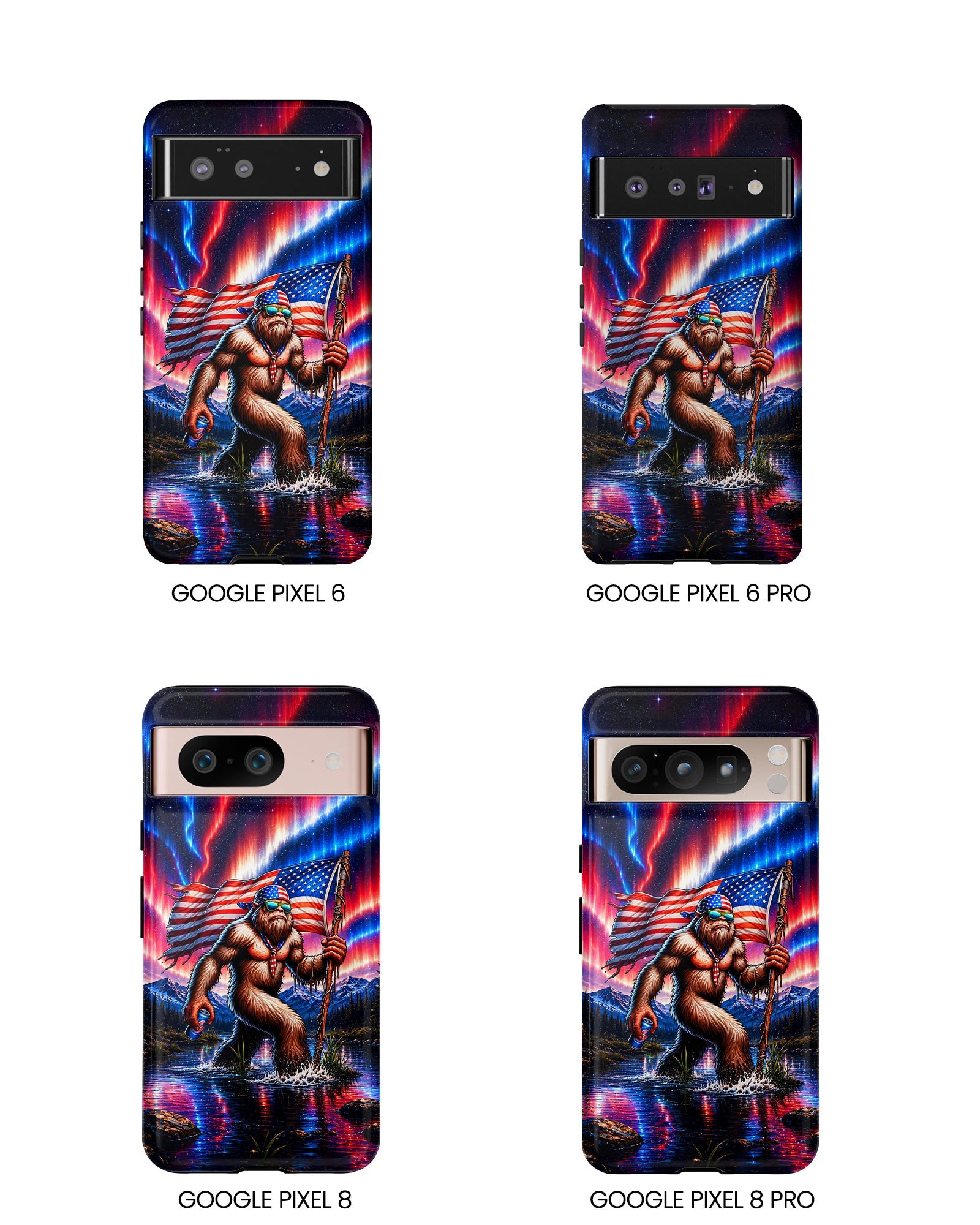BIGFOOT UNDER RED WHITE & BLUE AURORA PHONE CASE  - TLHN0306264