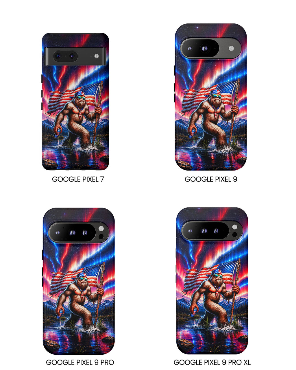 BIGFOOT UNDER RED WHITE & BLUE AURORA PHONE CASE  - TLHN0306264