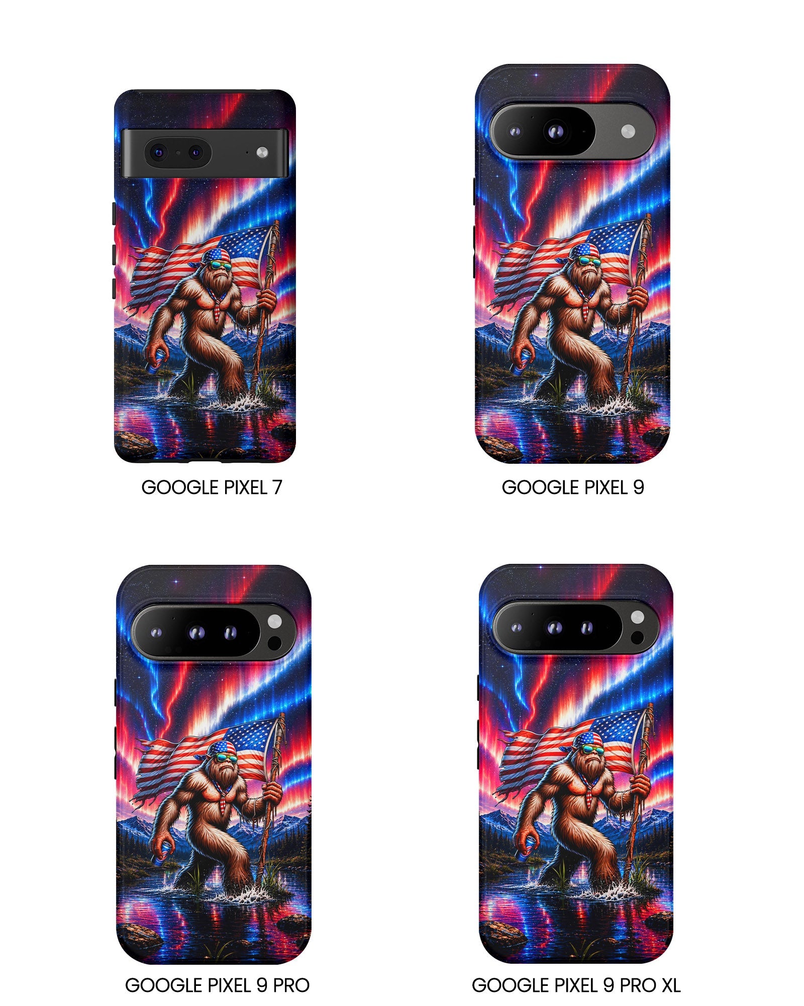 BIGFOOT UNDER RED WHITE & BLUE AURORA PHONE CASE  - TLHN0306264