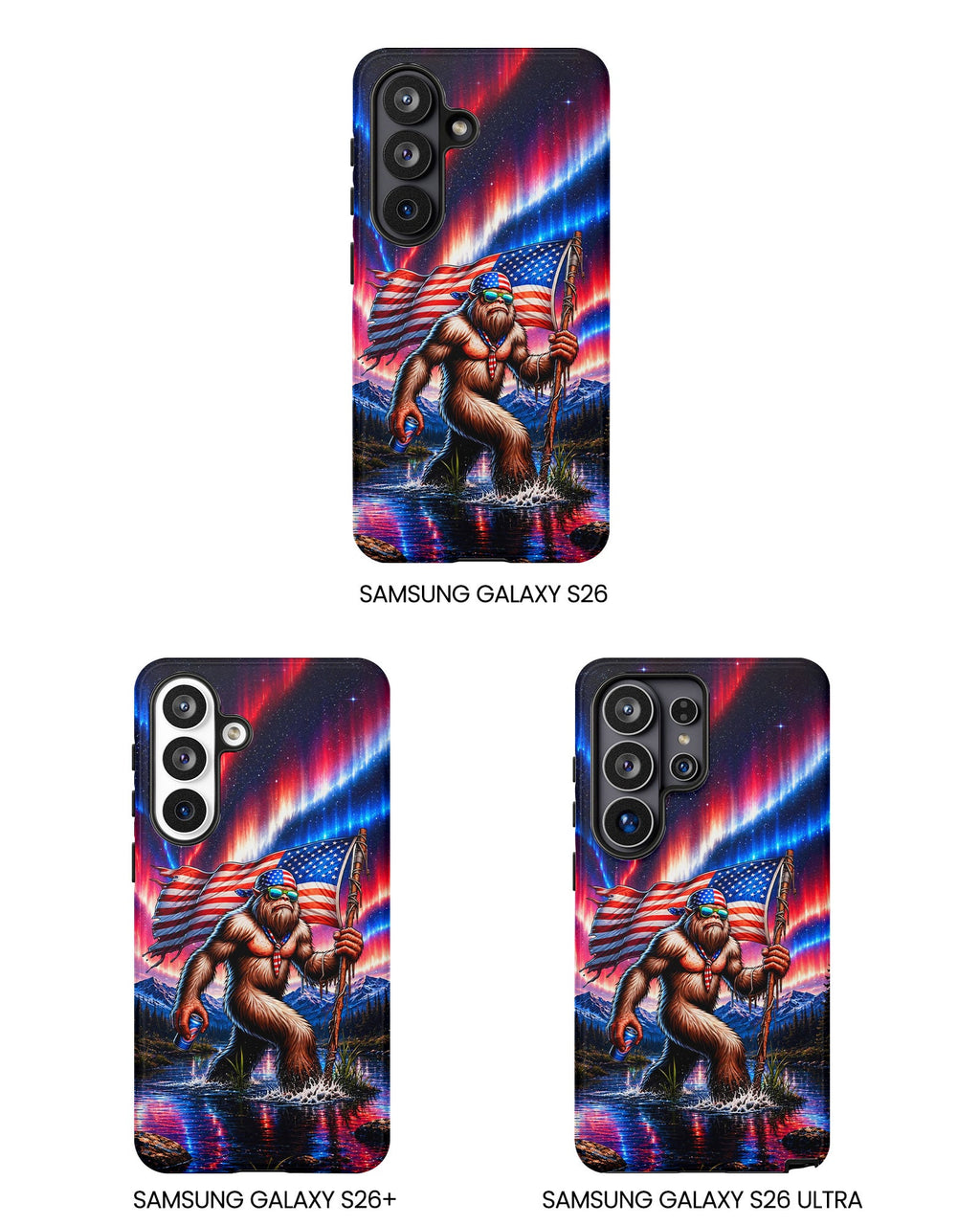 BIGFOOT UNDER RED WHITE & BLUE AURORA PHONE CASE  - TLHN0306264