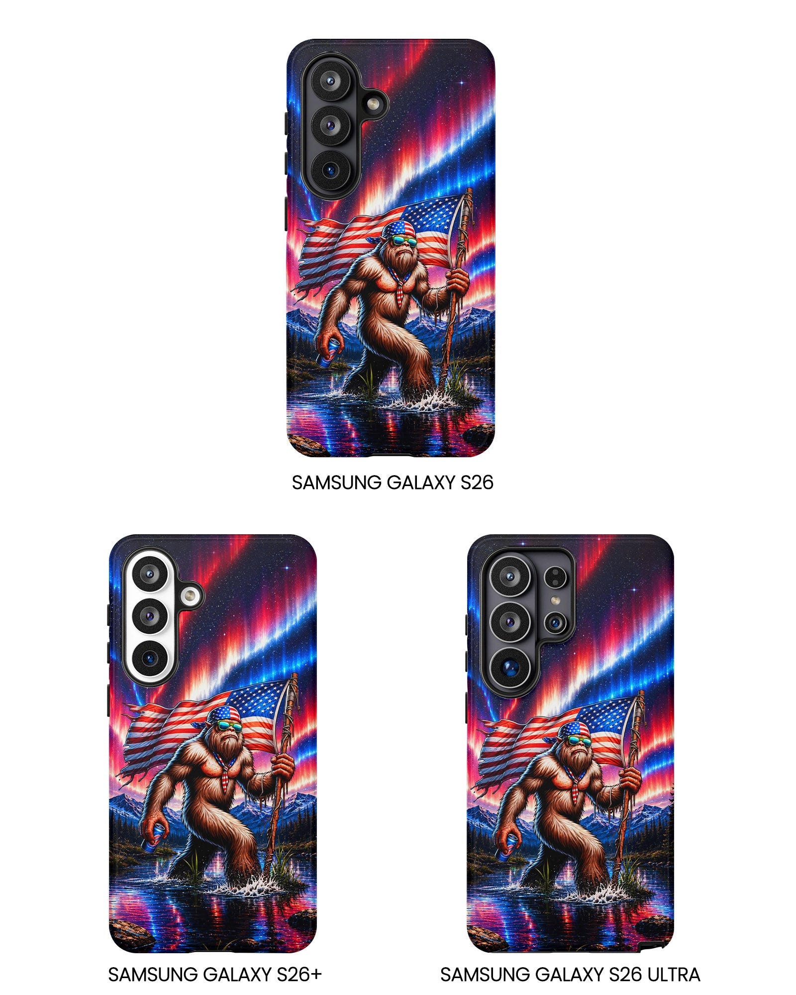 BIGFOOT UNDER RED WHITE & BLUE AURORA PHONE CASE  - TLHN0306264