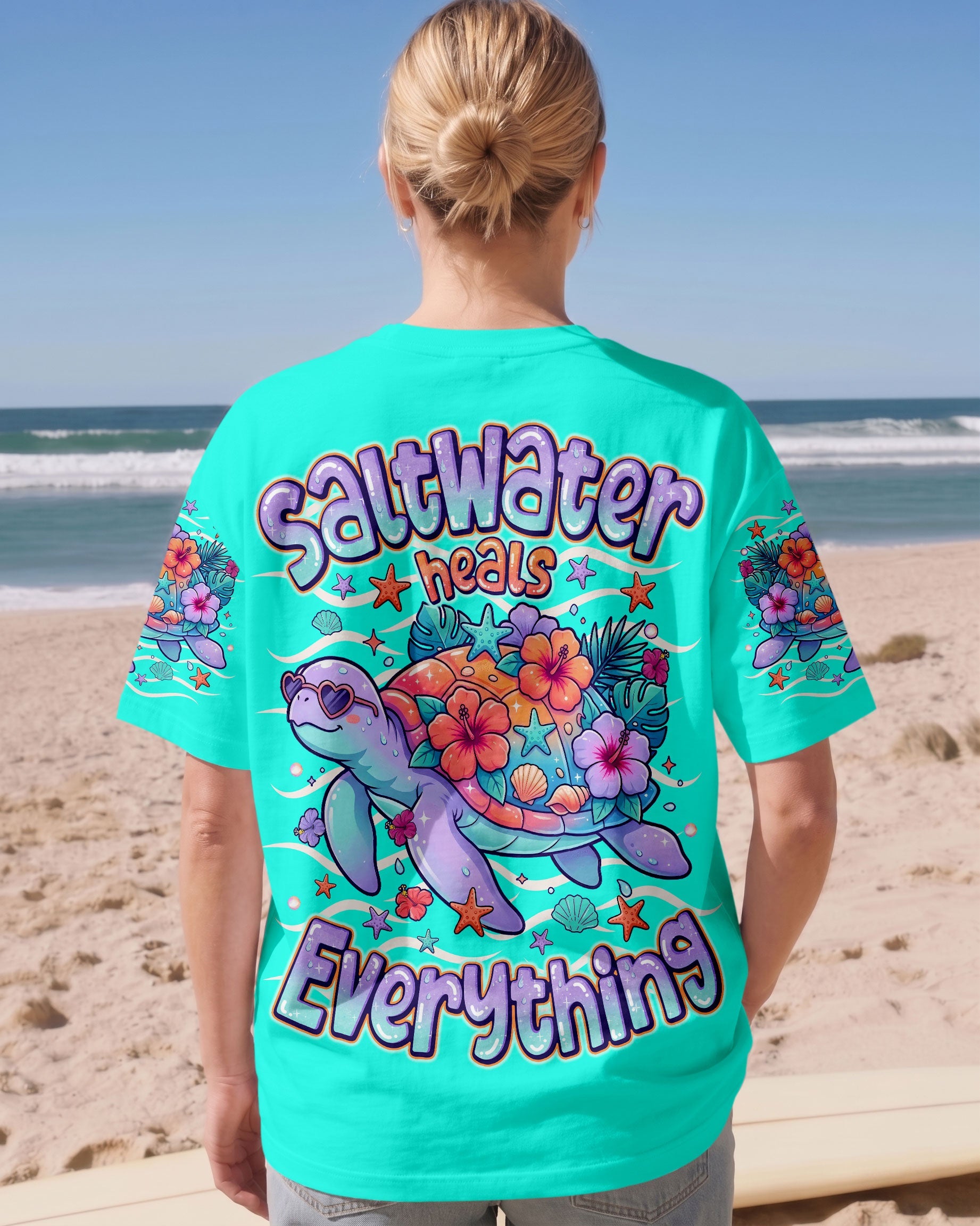 SALTWATER HEALS EVERYTHING TURTLE ALL OVER PRINT  - TLNO1507261