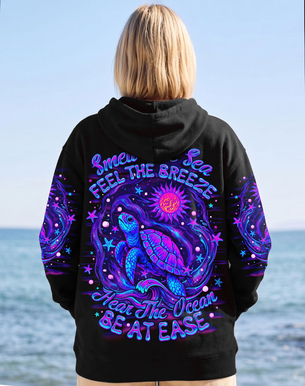SMELL THE SEA FEEL THE BREEZE TURTLE ALL OVER PRINT - TLNO2304263