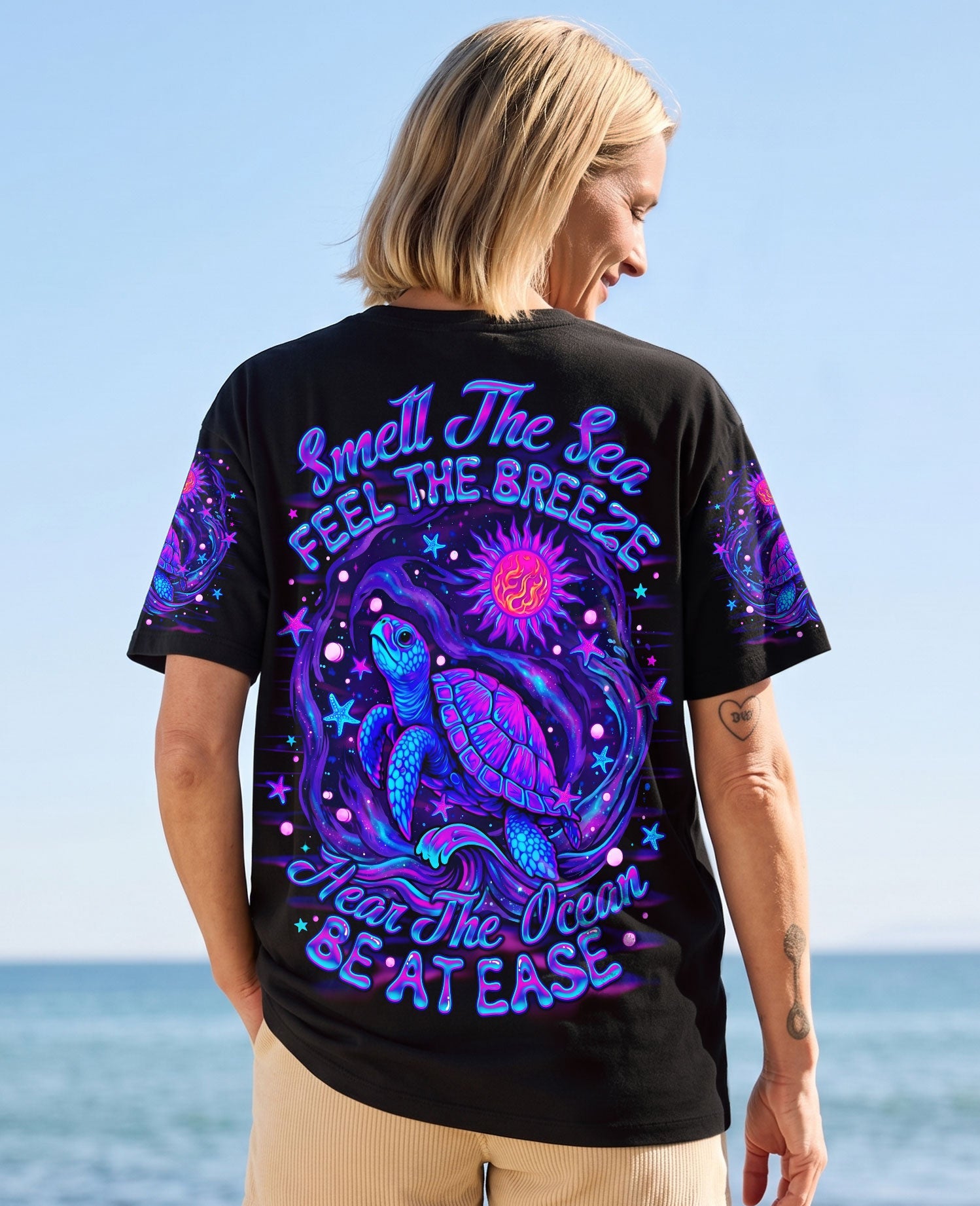 SMELL THE SEA FEEL THE BREEZE TURTLE ALL OVER PRINT - TLNO2304263