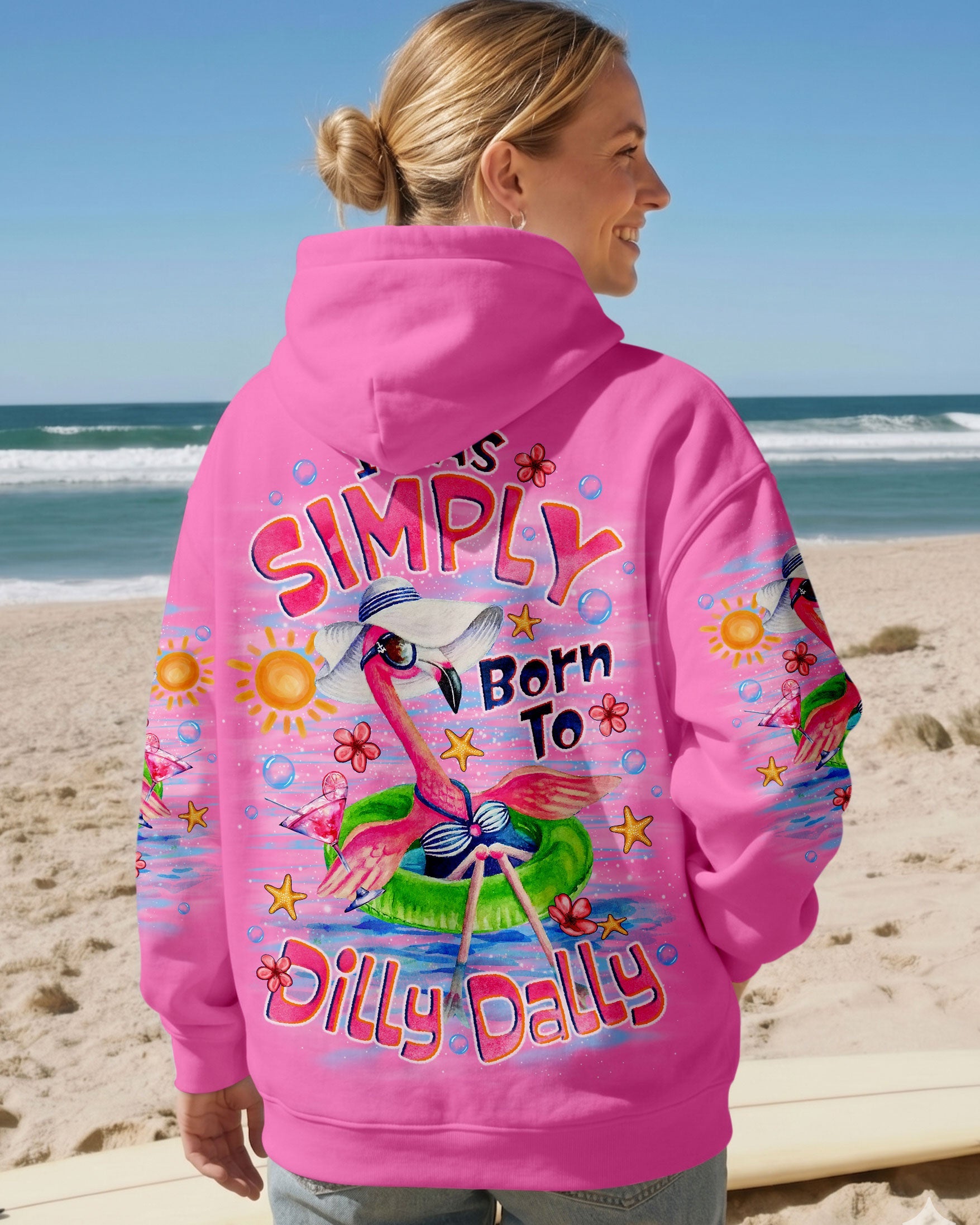 I WAS SIMPLY BORN TO DILLY DALLY FLAMINGO  ALL OVER PRINT - TLNO1205262