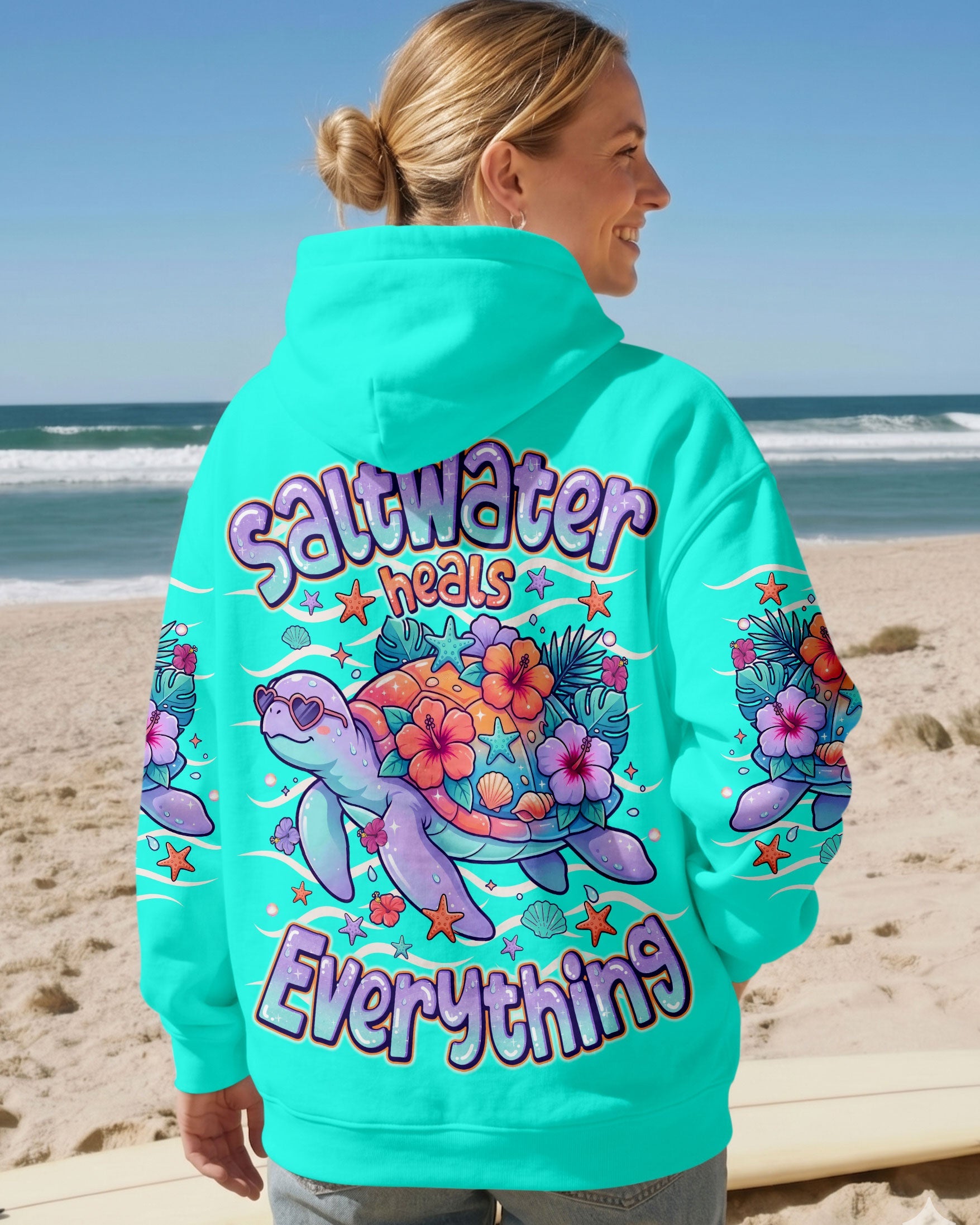 SALTWATER HEALS EVERYTHING TURTLE ALL OVER PRINT  - TLNO1507261