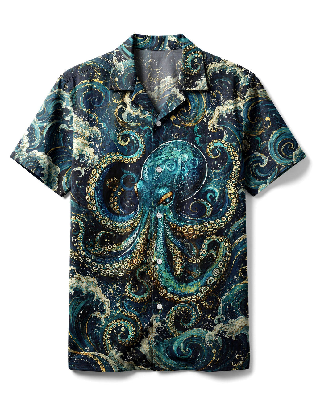 OCTOPUS WAVES ART CAMP SHIRT   - TLNT1506263