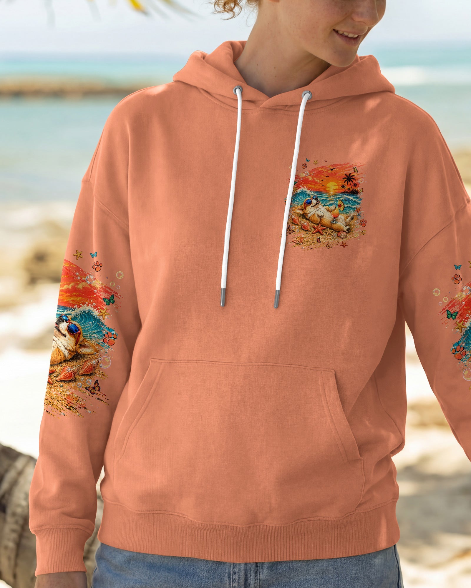 SANDY PAWS AND SALTY KISSES CORGI DOG ALL OVER PRINT  - TLNT1805263